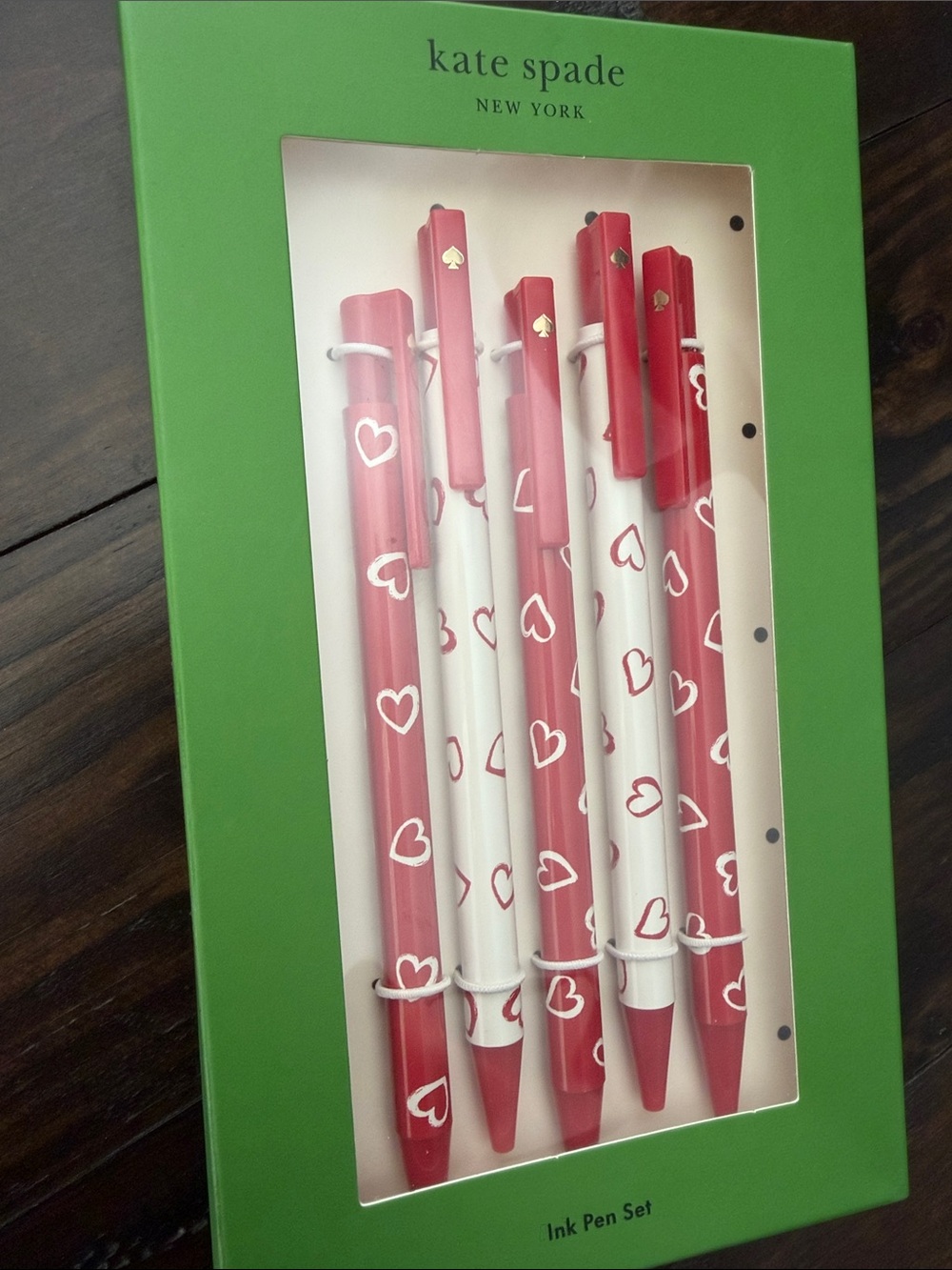 kate spade Red & White Heart Pattern Ink Pen Set